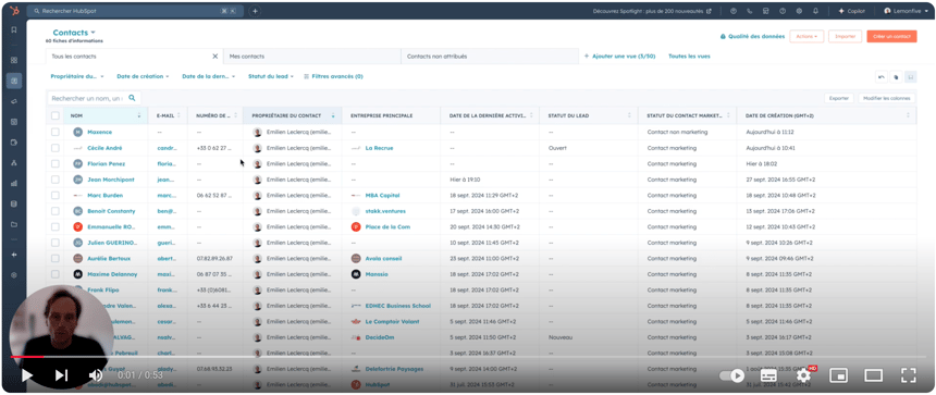 définir le statut du contact marketing dans Hubspot